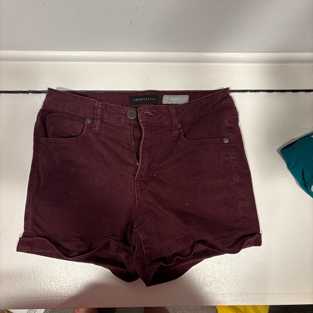Aeropostale Women's Dark Red Jean Shorts